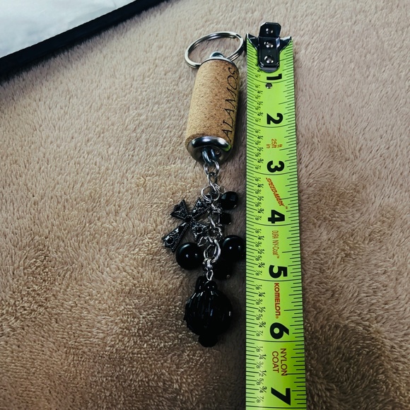 Hand-Crafted Black Beaded Cross Charm Wine Cork PURSE/Backpack Keychain Jewelry - Picture 13 of 16